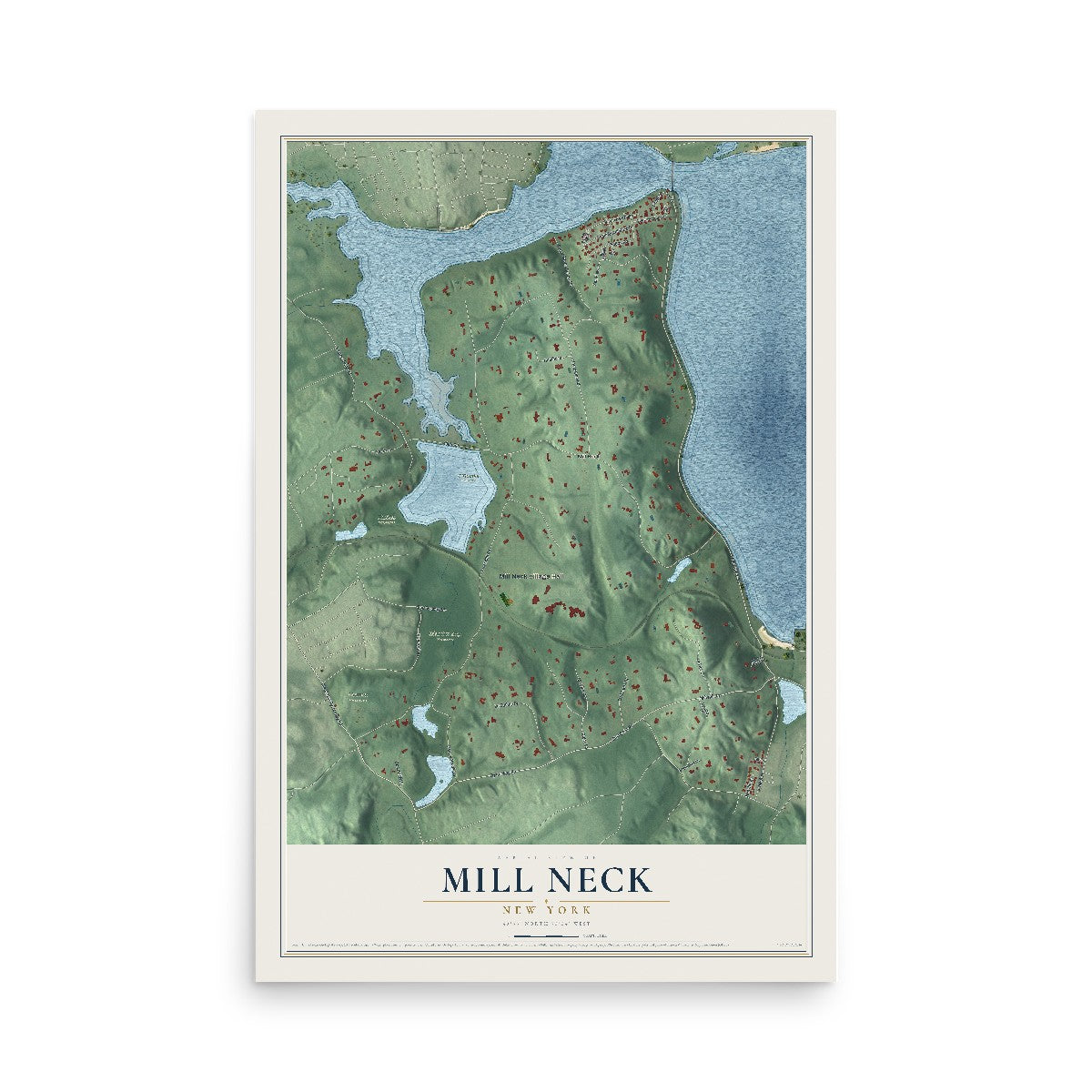 Mill Neck, New York map print, 12" x 18" Archival Matte Print mockup