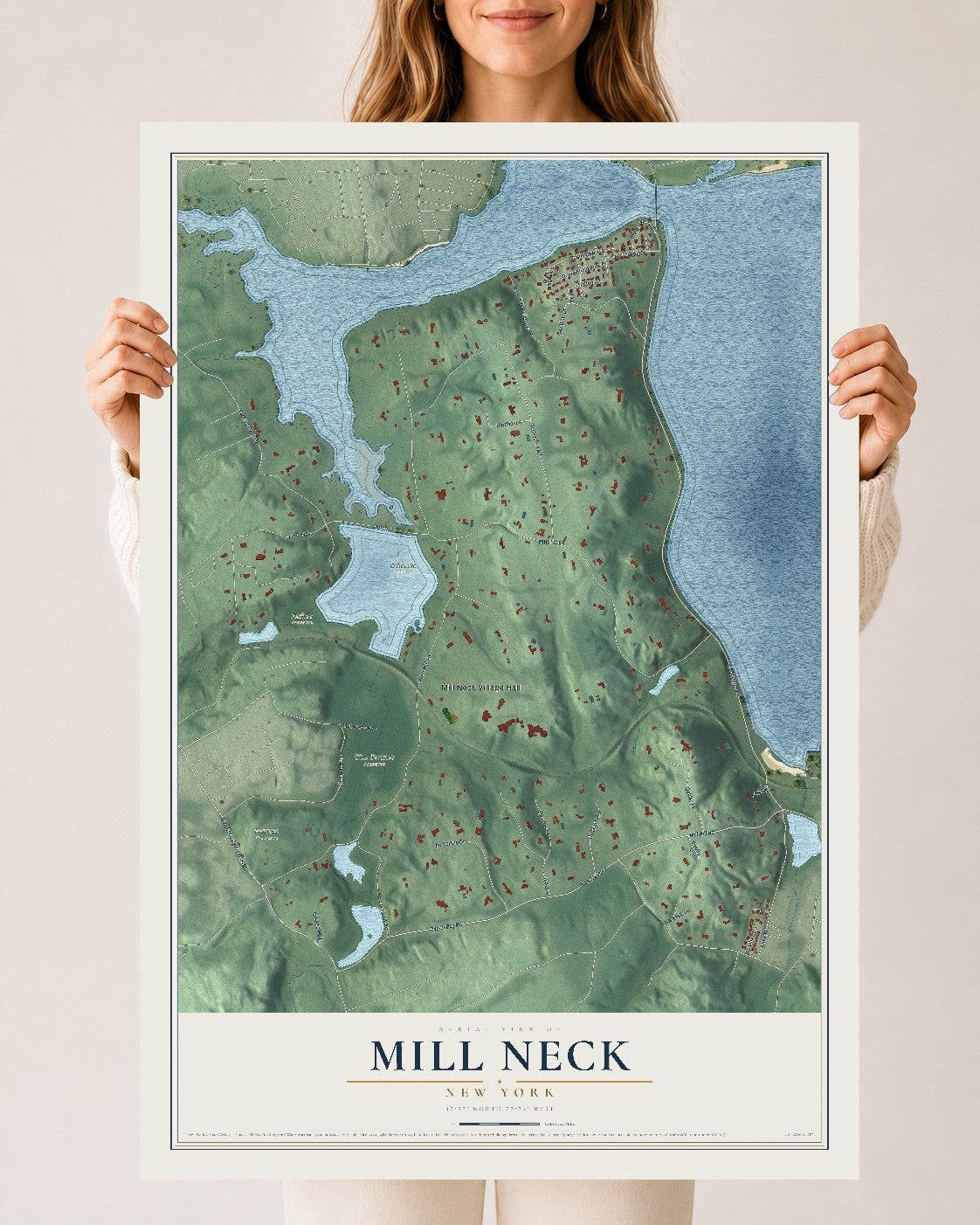 Mill Neck, New York map print, 24" x 36" Archival Matte Print mockup
