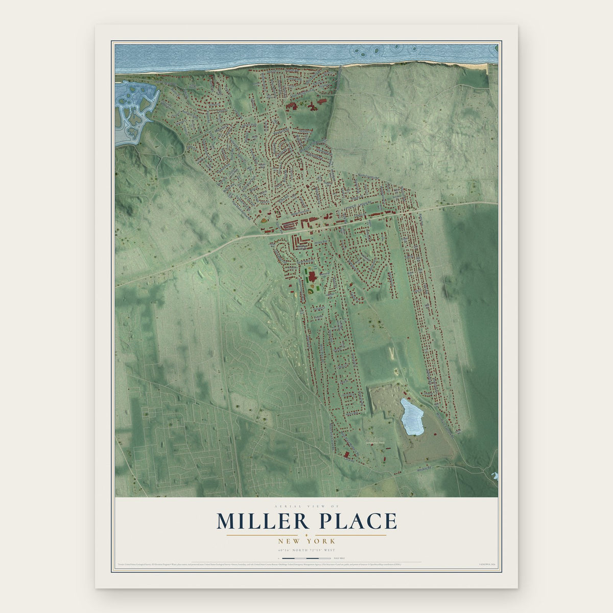 Miller Place, New York map print, the full design