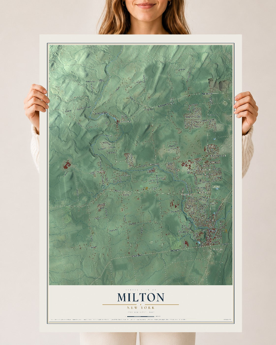Milton, New York map print, 24" x 36" Archival Matte Print mockup