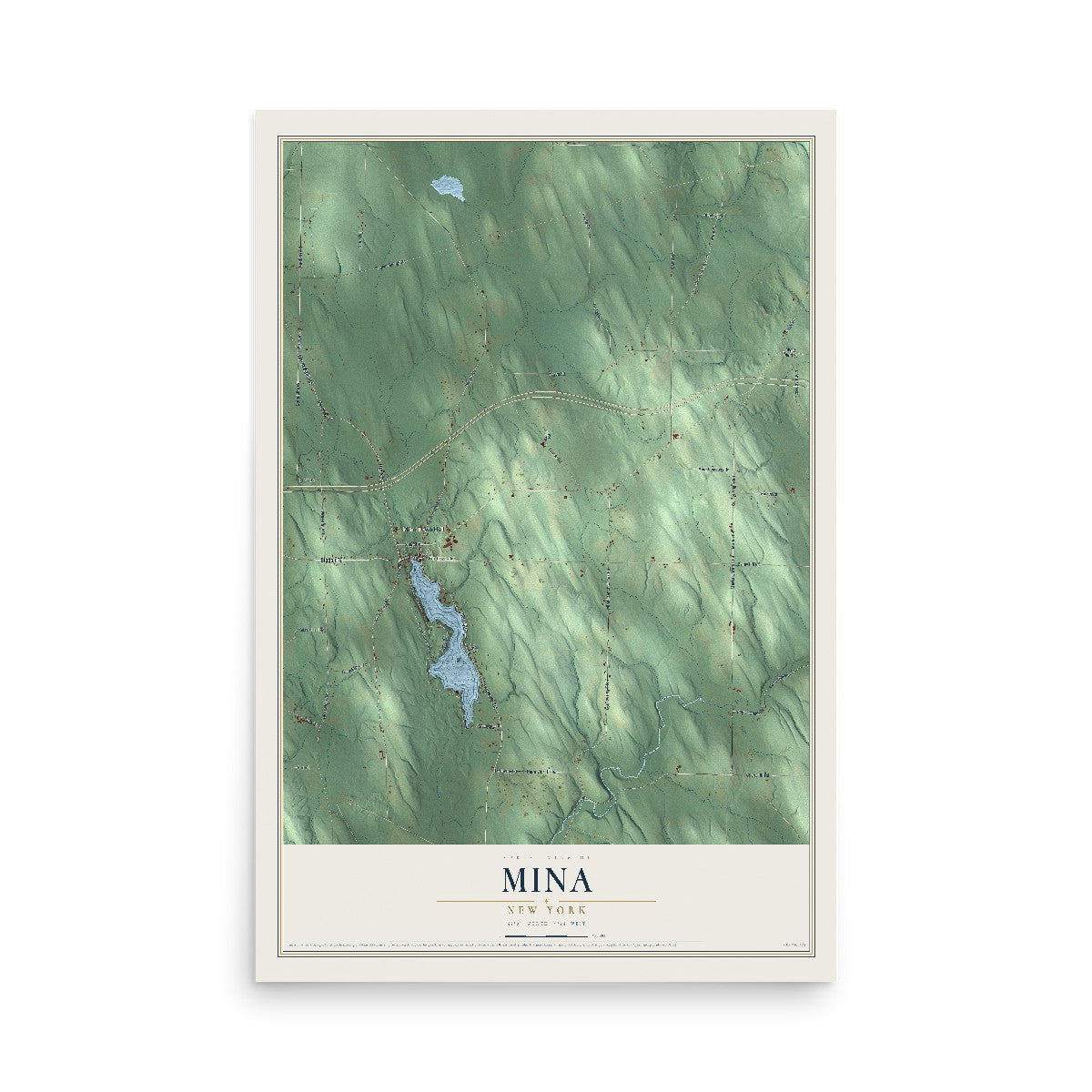Mina, New York map print, 12" x 18" Archival Matte Print mockup