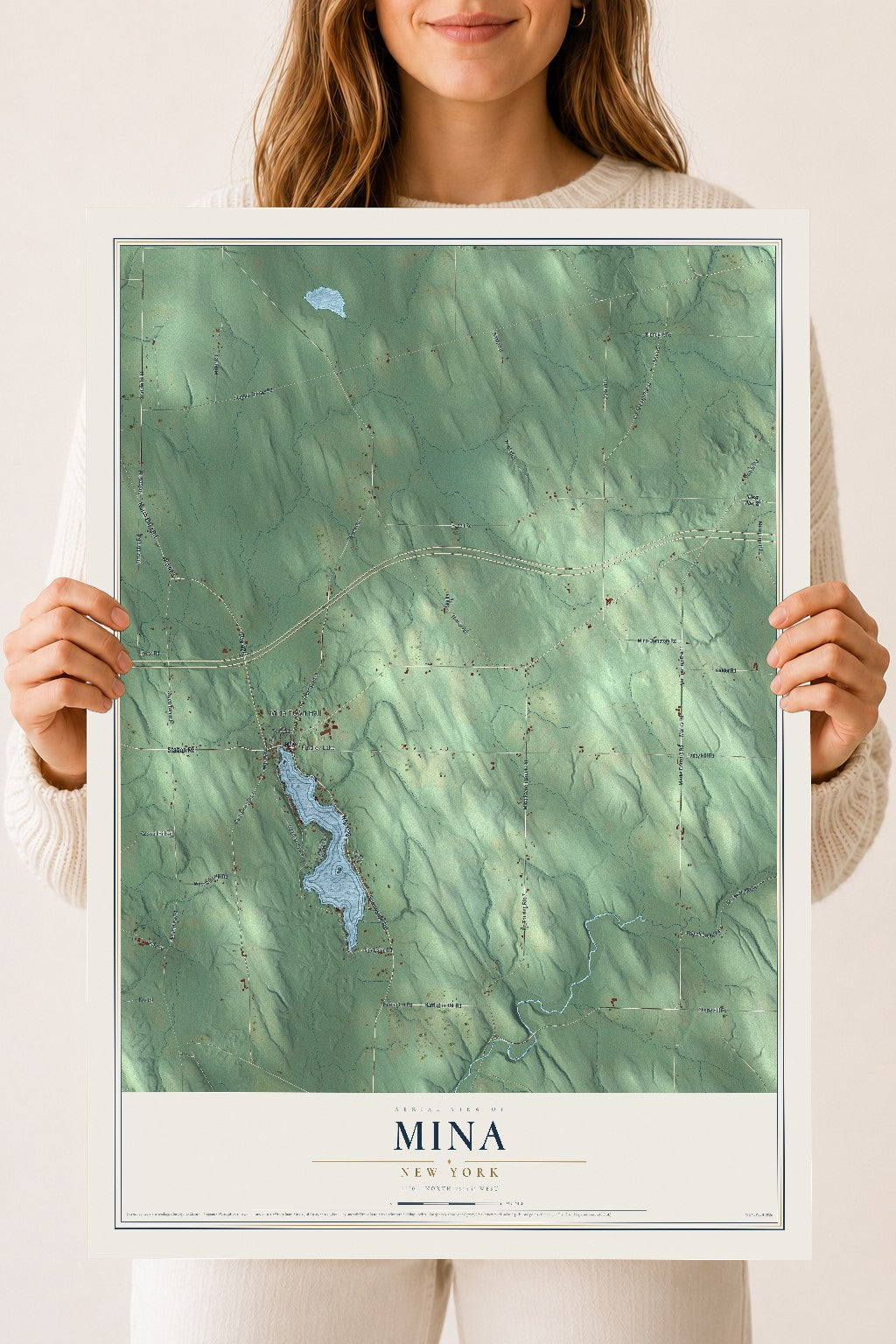 Mina, New York map print, 18" x 24" Archival Matte Print mockup