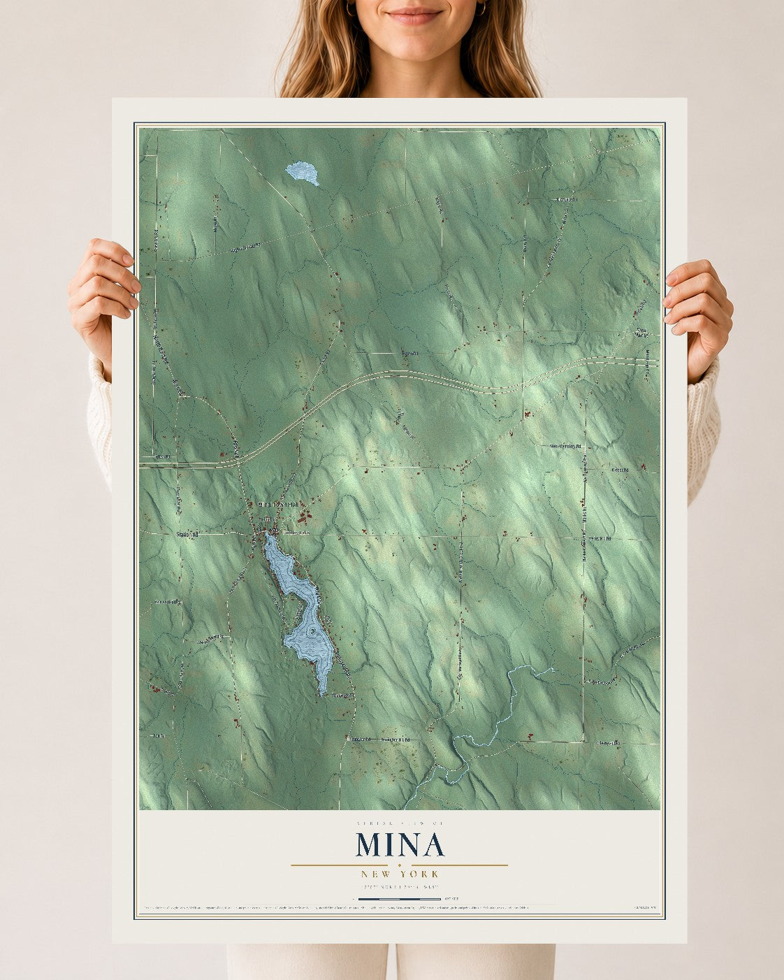 Mina, New York map print, 24" x 36" Archival Matte Print mockup
