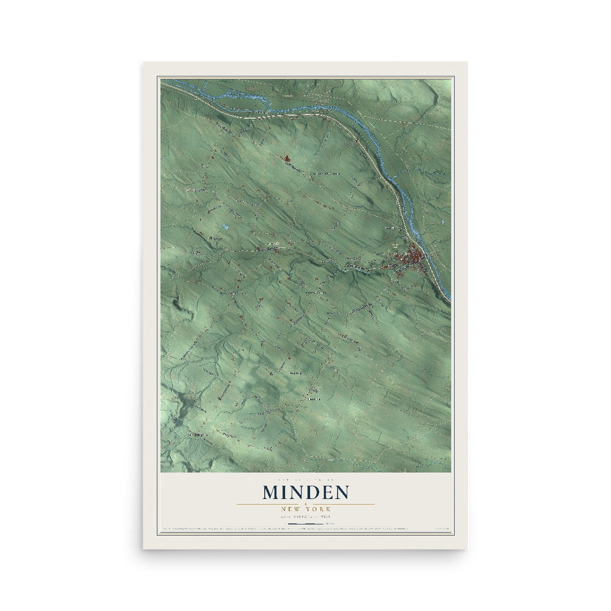 Minden, New York map print, 12" x 18" Archival Matte Print mockup