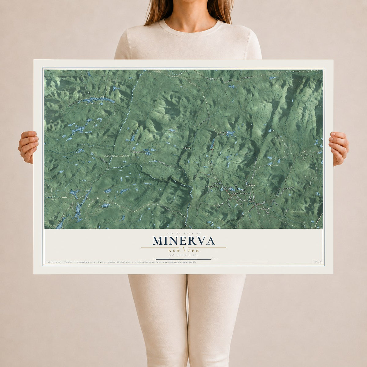 Minerva, New York map print, 24" x 36" Archival Matte Print mockup