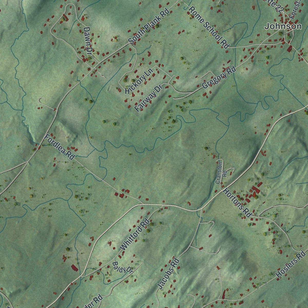 Second close-up of the map of Minisink, New York print showing more streets and buildings