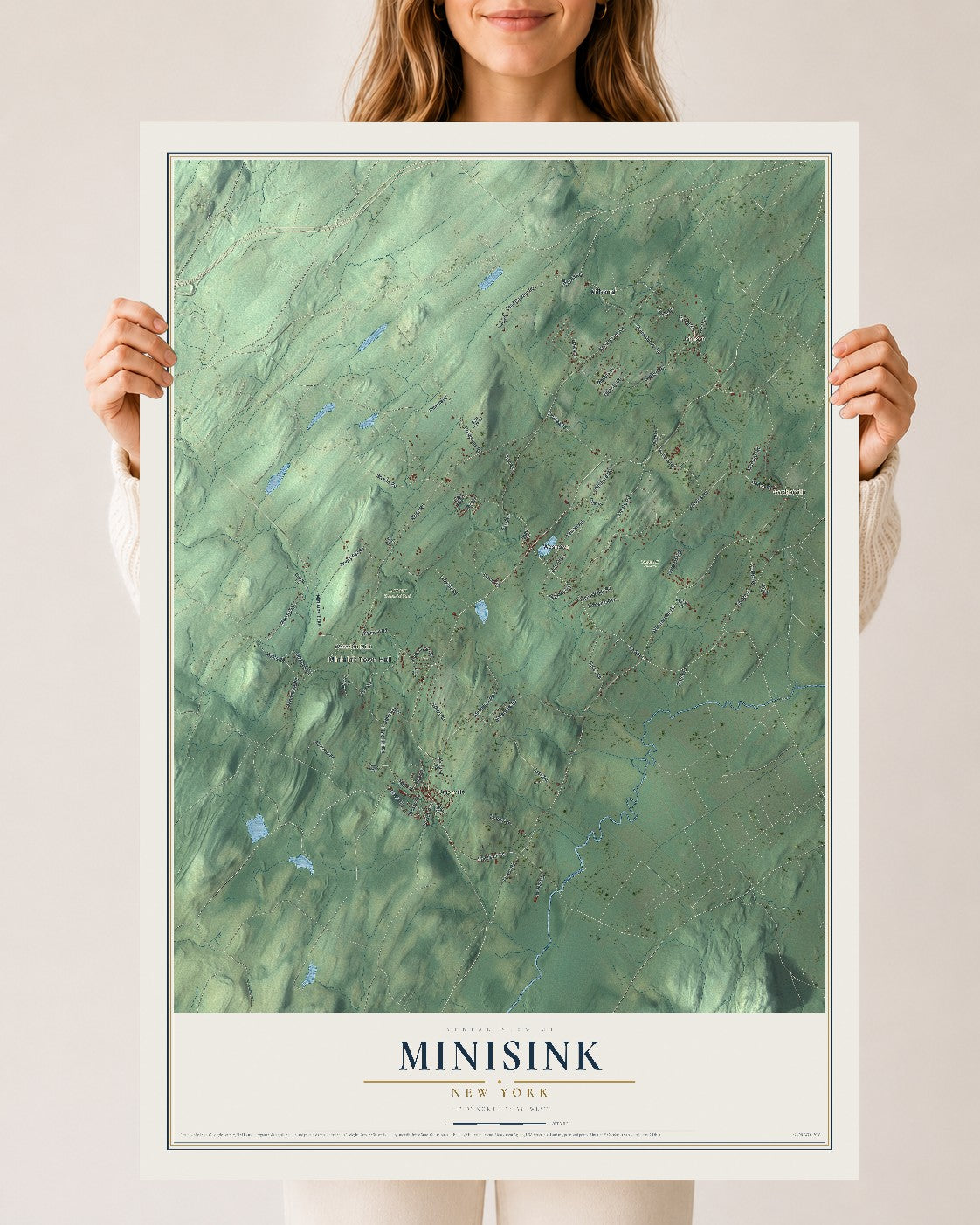 Map of Minisink, New York, 24 x 36 inch unframed archival matte print