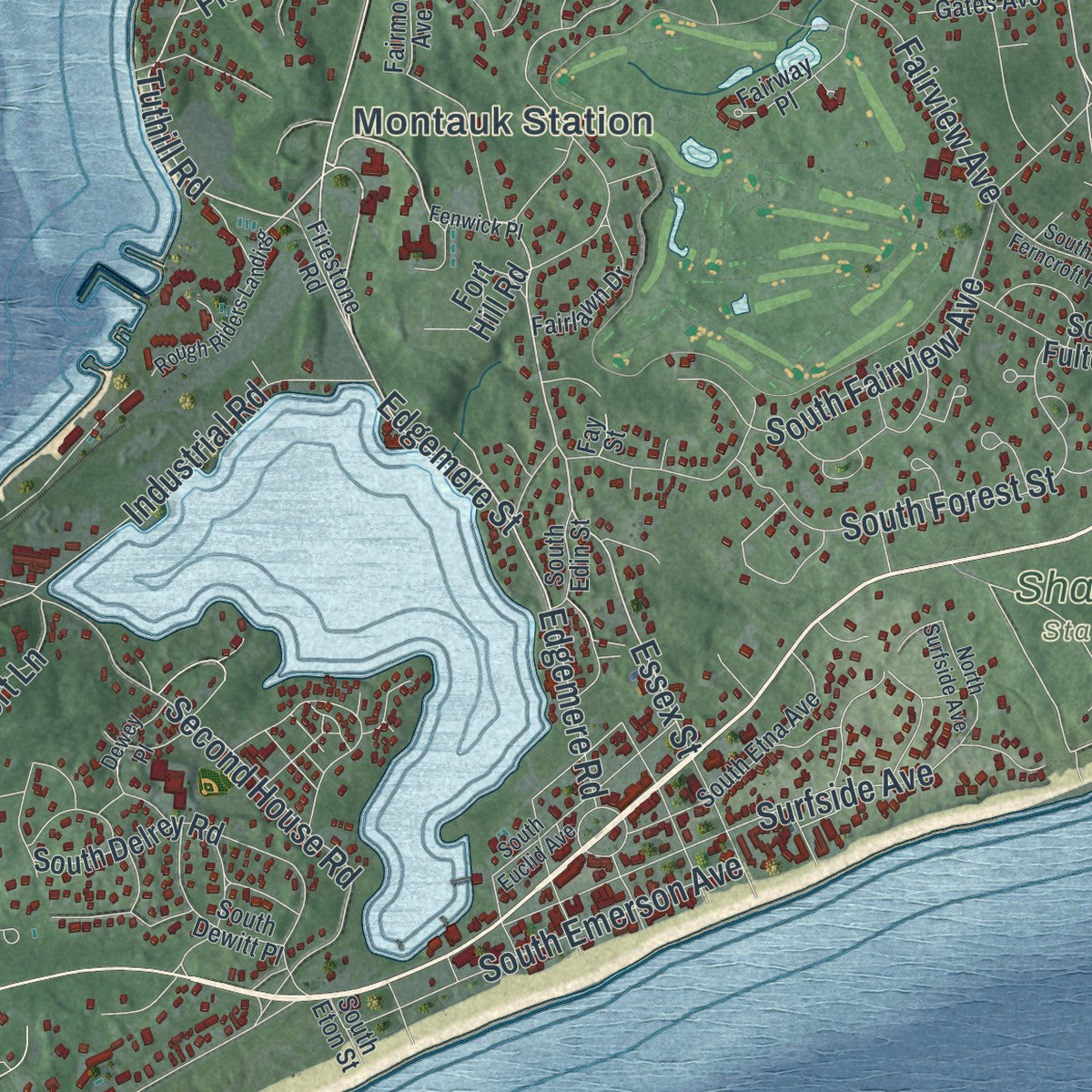 Close-up 1 of the Montauk, New York map artwork