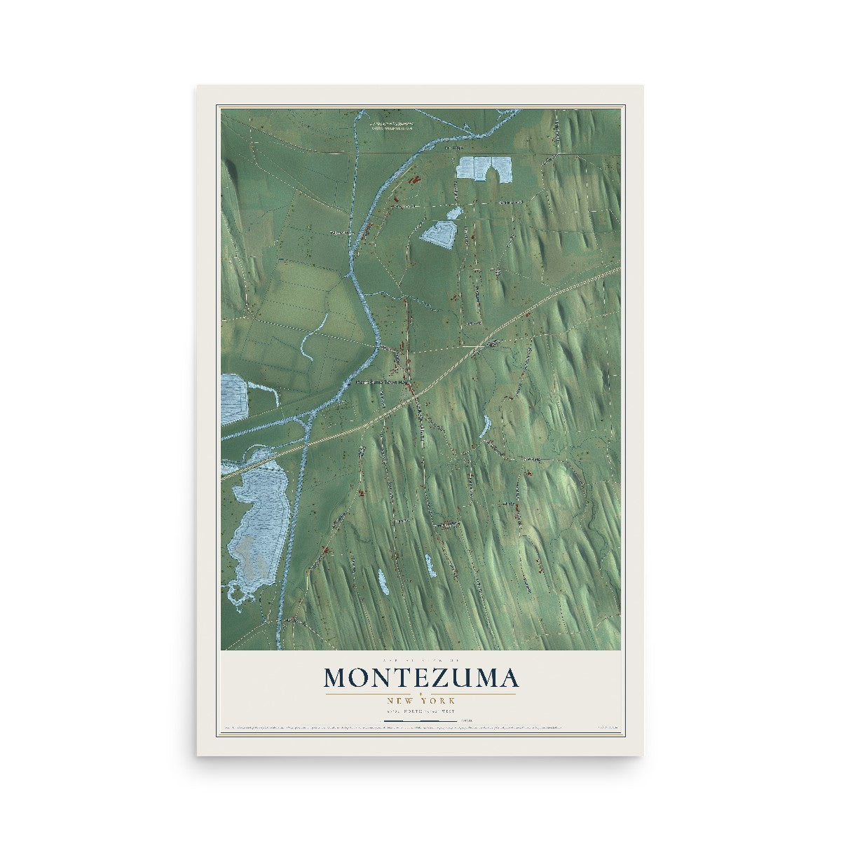 Montezuma, New York map print, 12" x 18" Archival Matte Print mockup