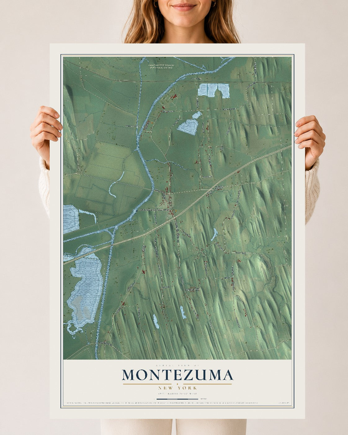 Montezuma, New York map print, 24" x 36" Archival Matte Print mockup