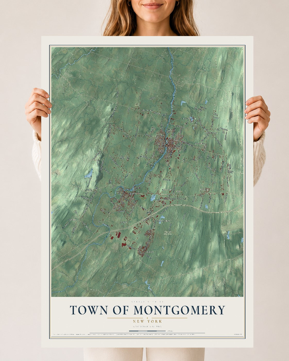 Montgomery, New York map print, 24" x 36" Archival Matte Print mockup