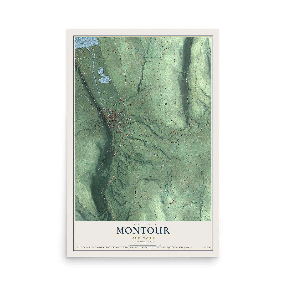 Montour, New York map print, 12" x 18" Archival Matte Print mockup