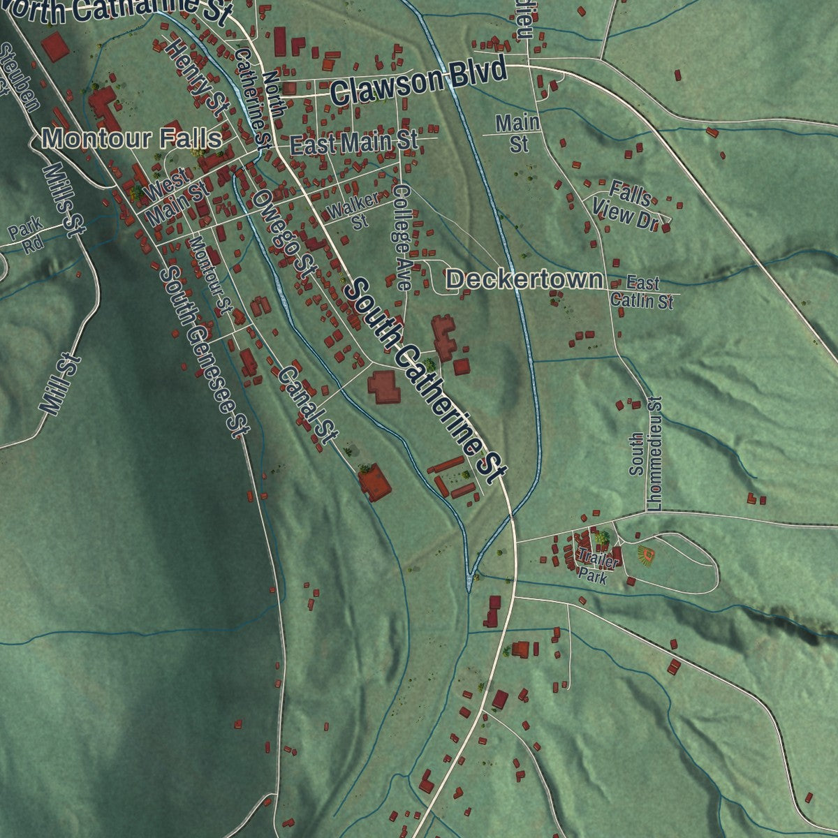 Close-up 1 of the Montour, New York map artwork