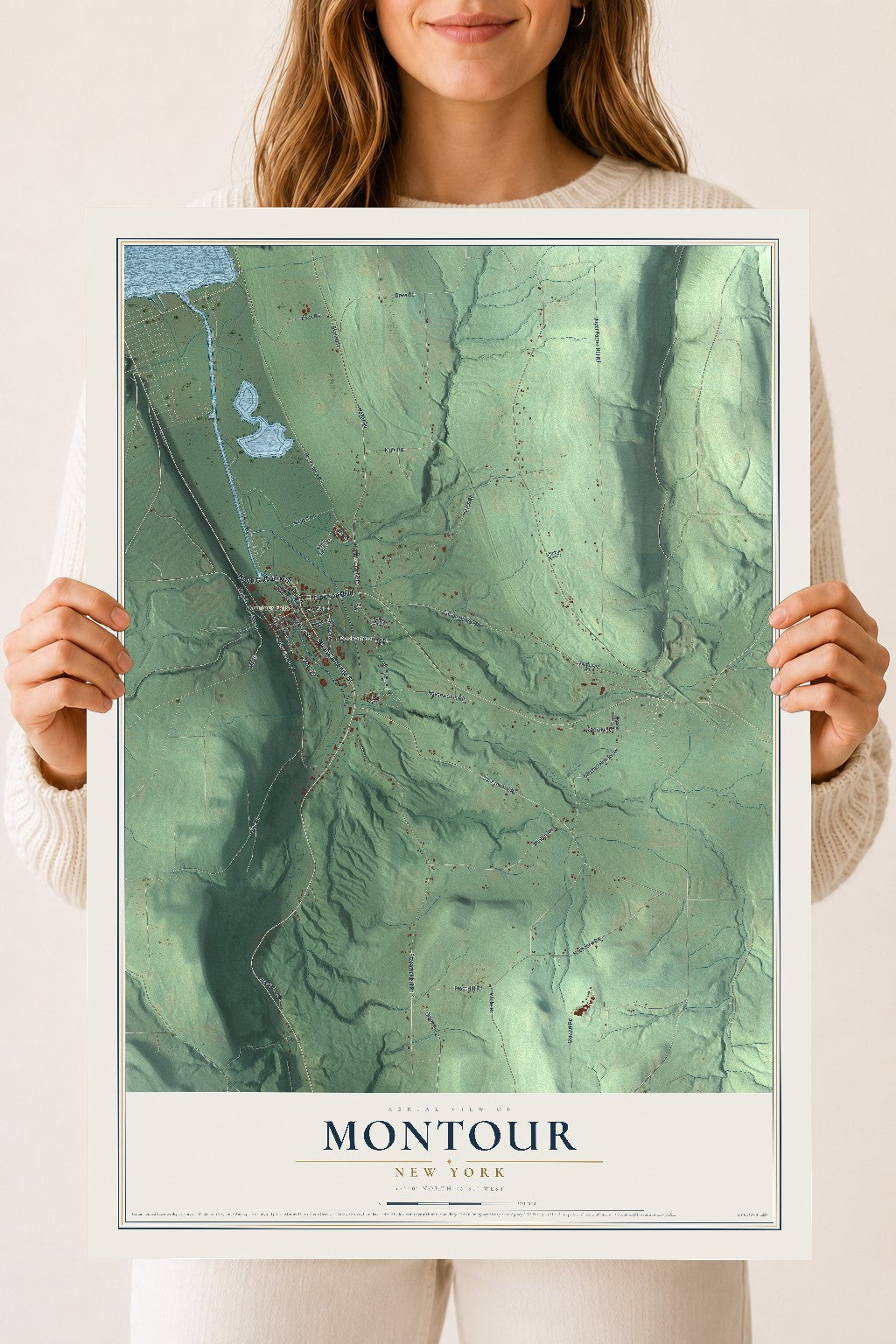 Montour, New York map print, 18" x 24" Archival Matte Print mockup