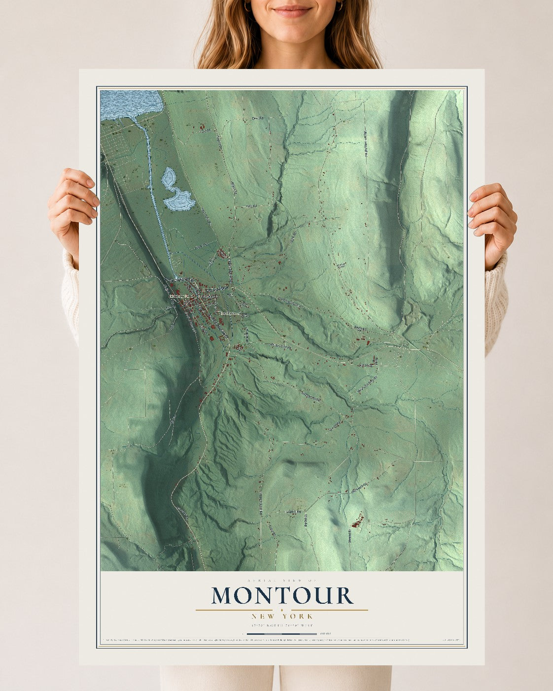 Montour, New York map print, 24" x 36" Archival Matte Print mockup