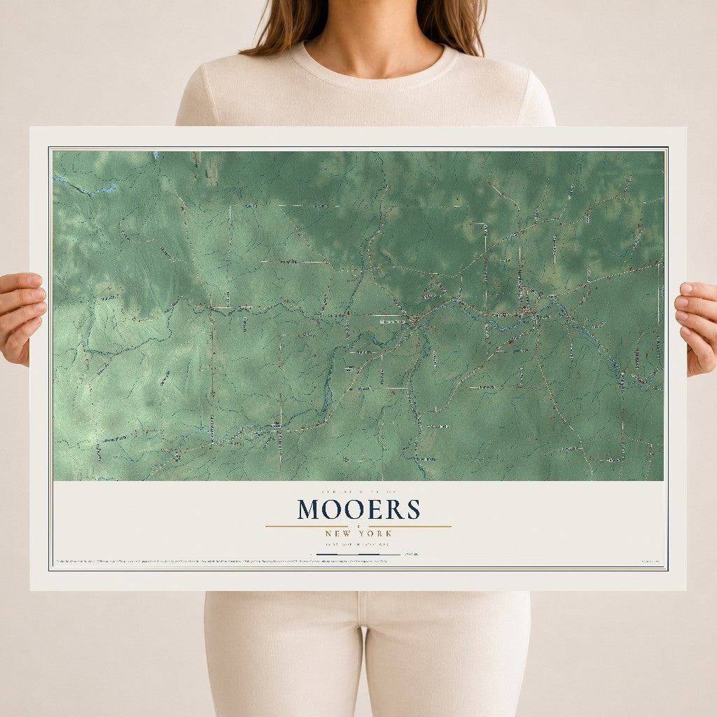 Map of Mooers, New York, 18 x 24 inch unframed archival matte print