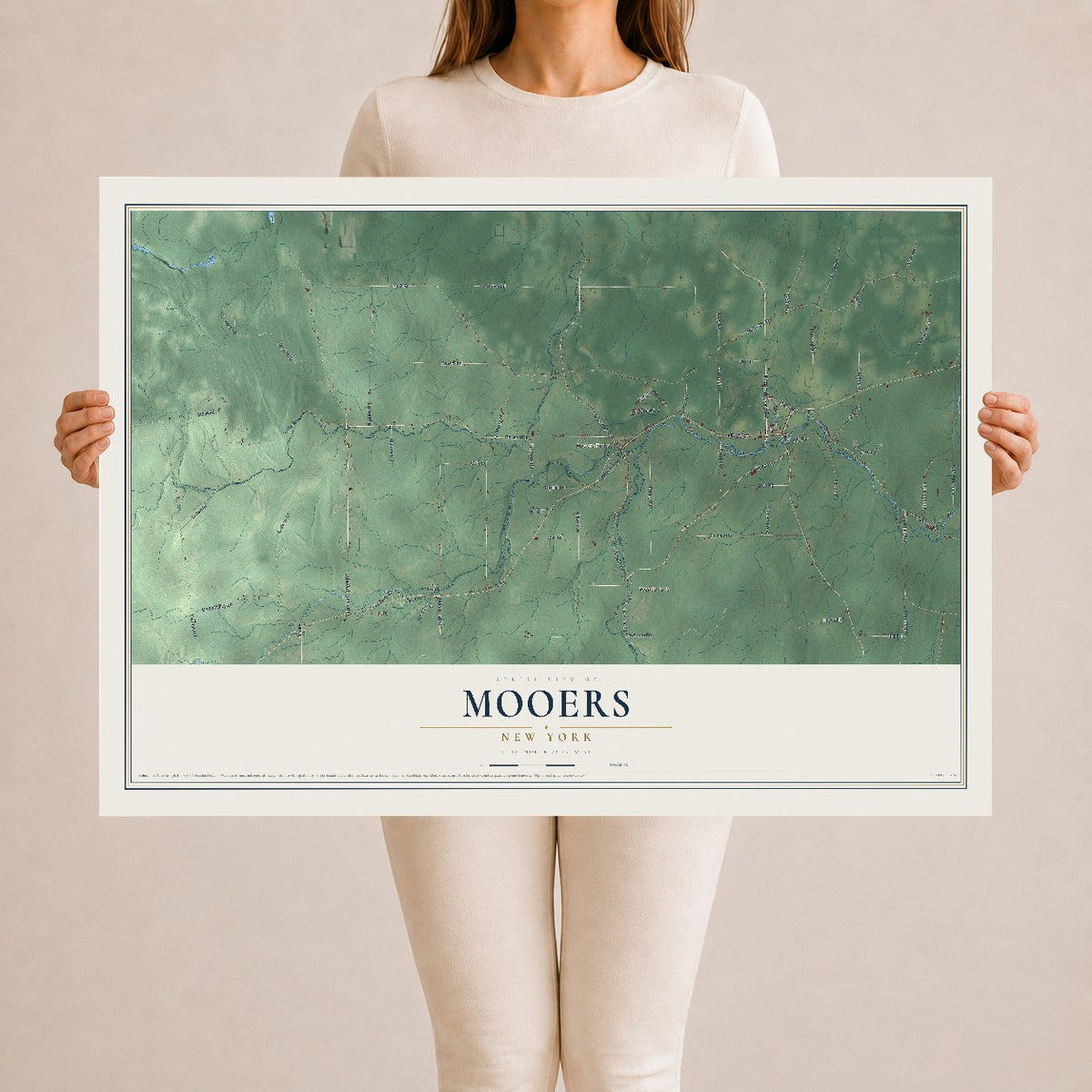 Map of Mooers, New York, 24 x 36 inch unframed archival matte print