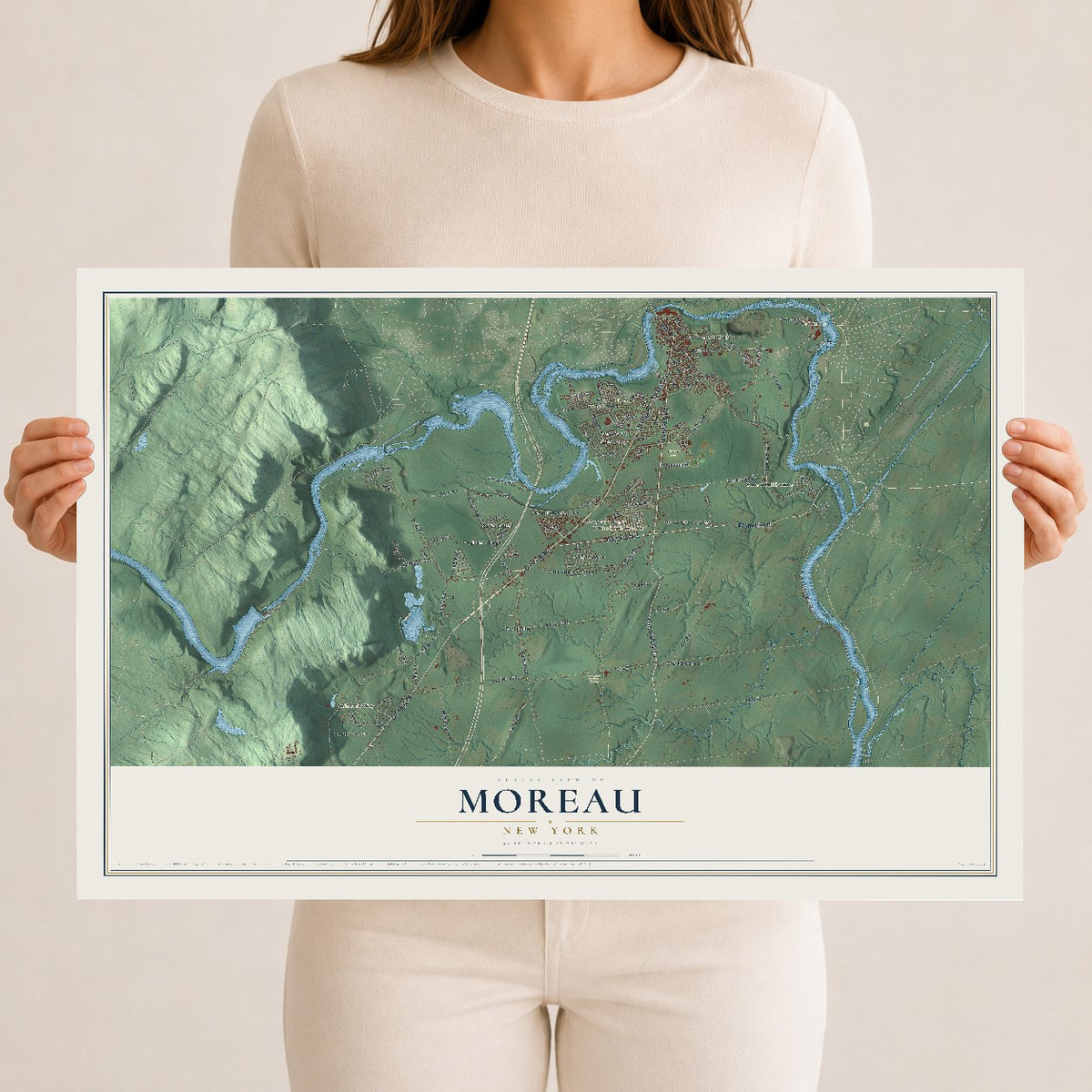 Moreau, New York map print, 12" x 18" Archival Matte Print mockup