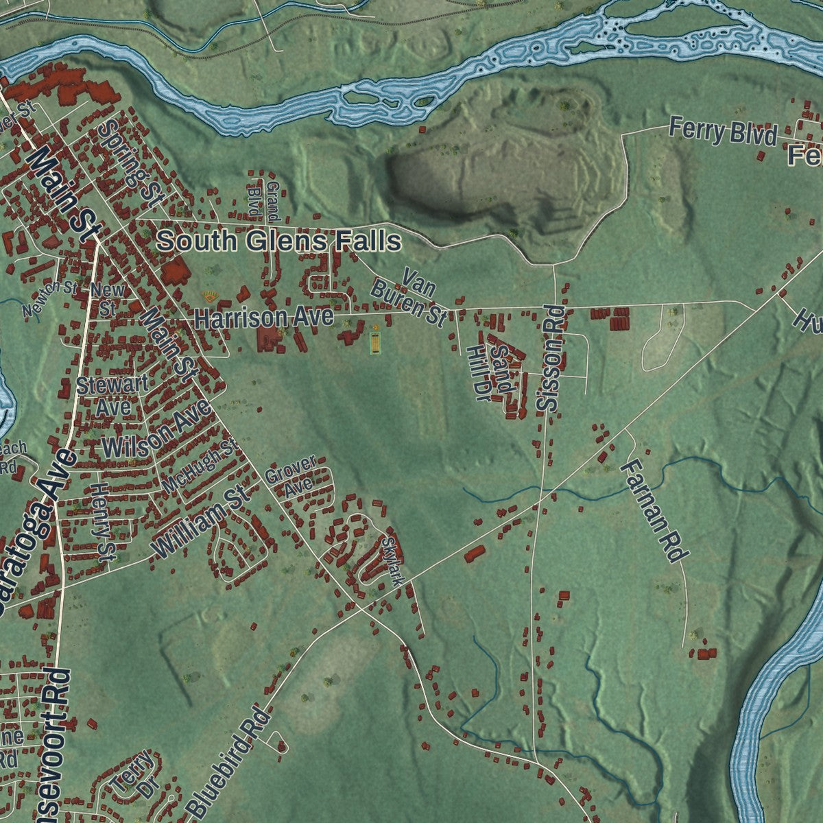 Close-up 1 of the Moreau, New York map artwork