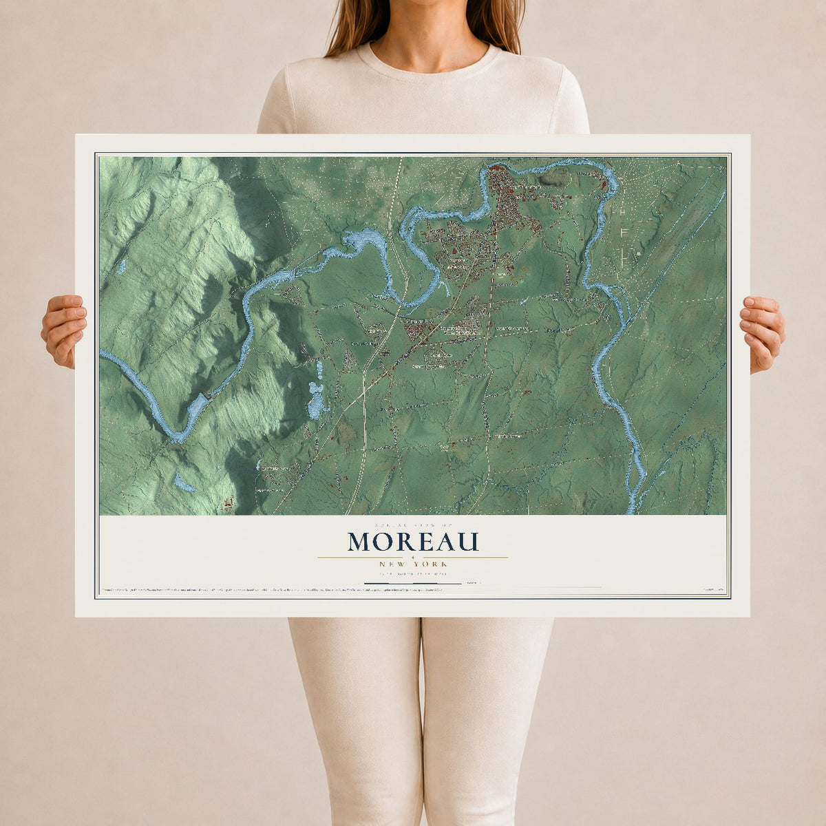 Moreau, New York map print, 24" x 36" Archival Matte Print mockup