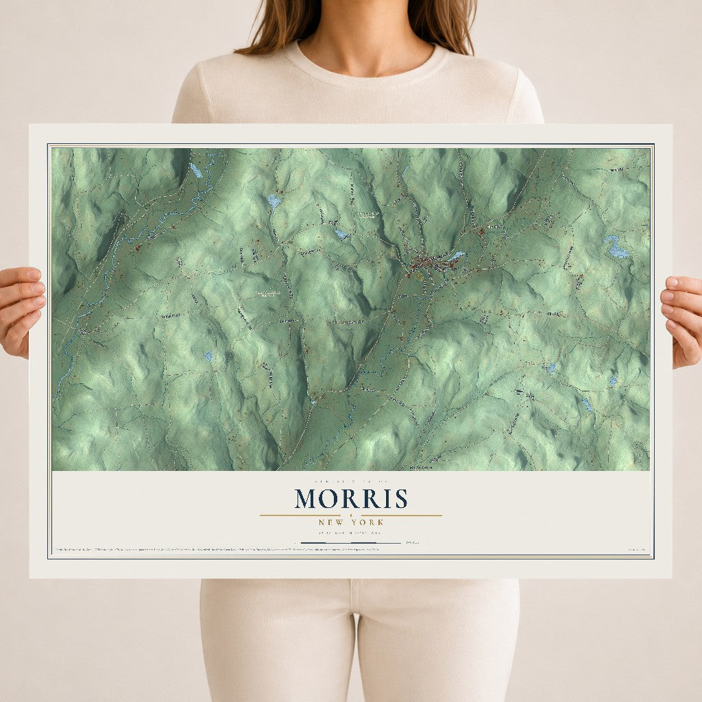 Morris, New York map print, 18" x 24" Archival Matte Print mockup
