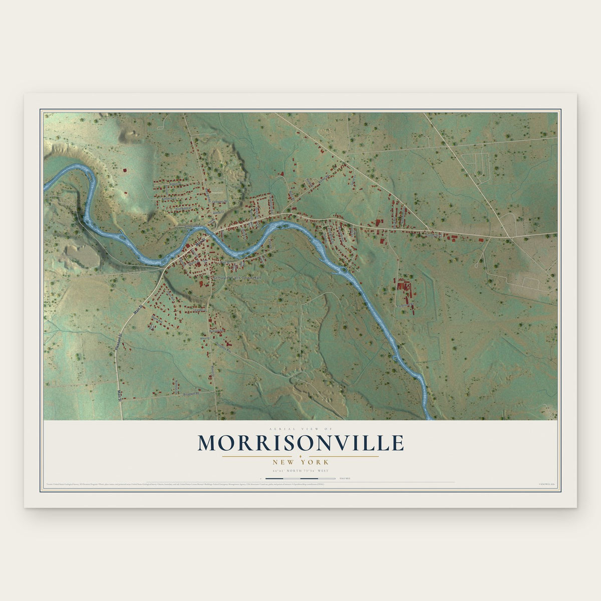 Morrisonville, New York map print, the full design