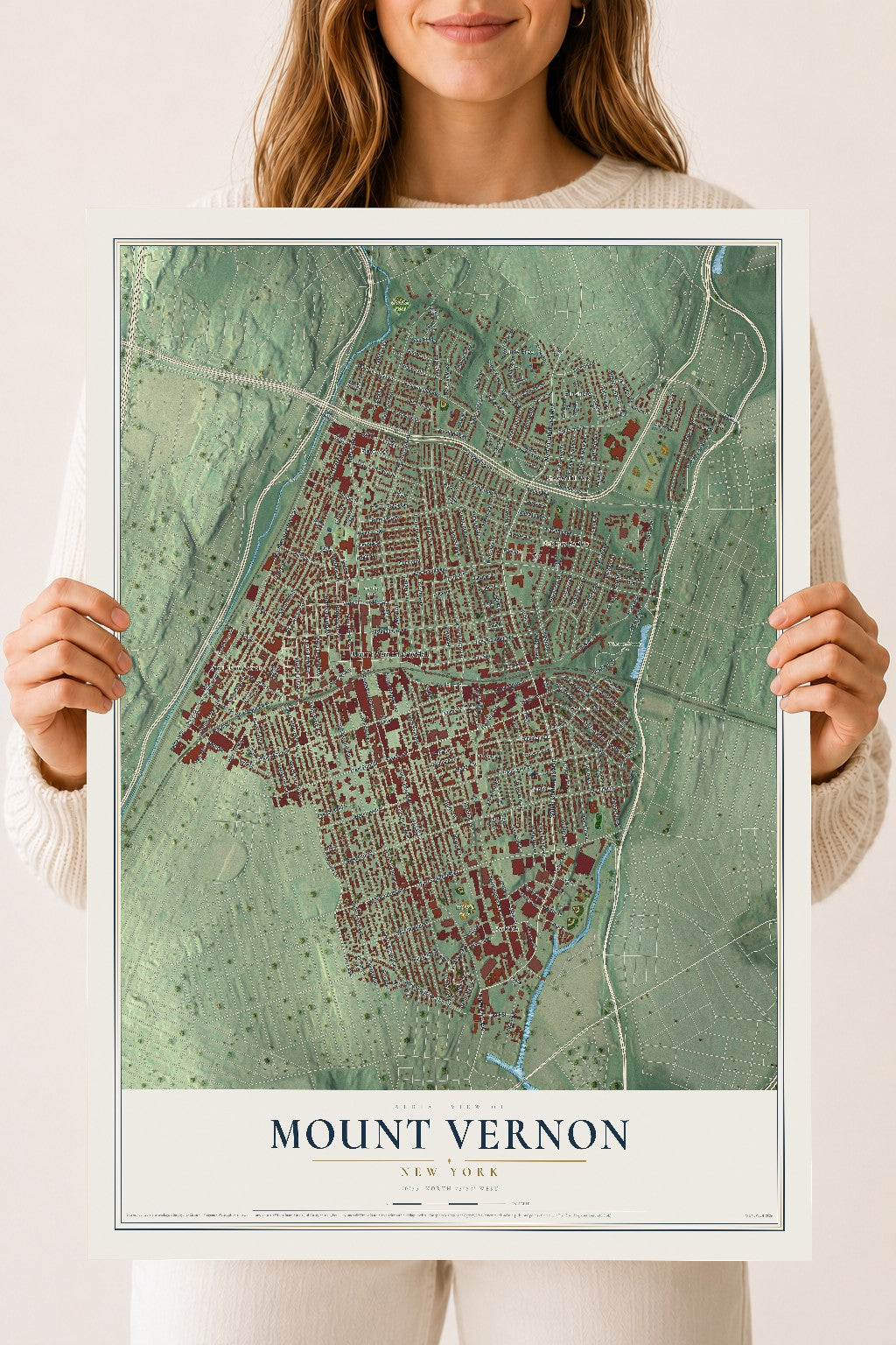 Mount Vernon, New York map print, 18" x 24" Archival Matte Print mockup