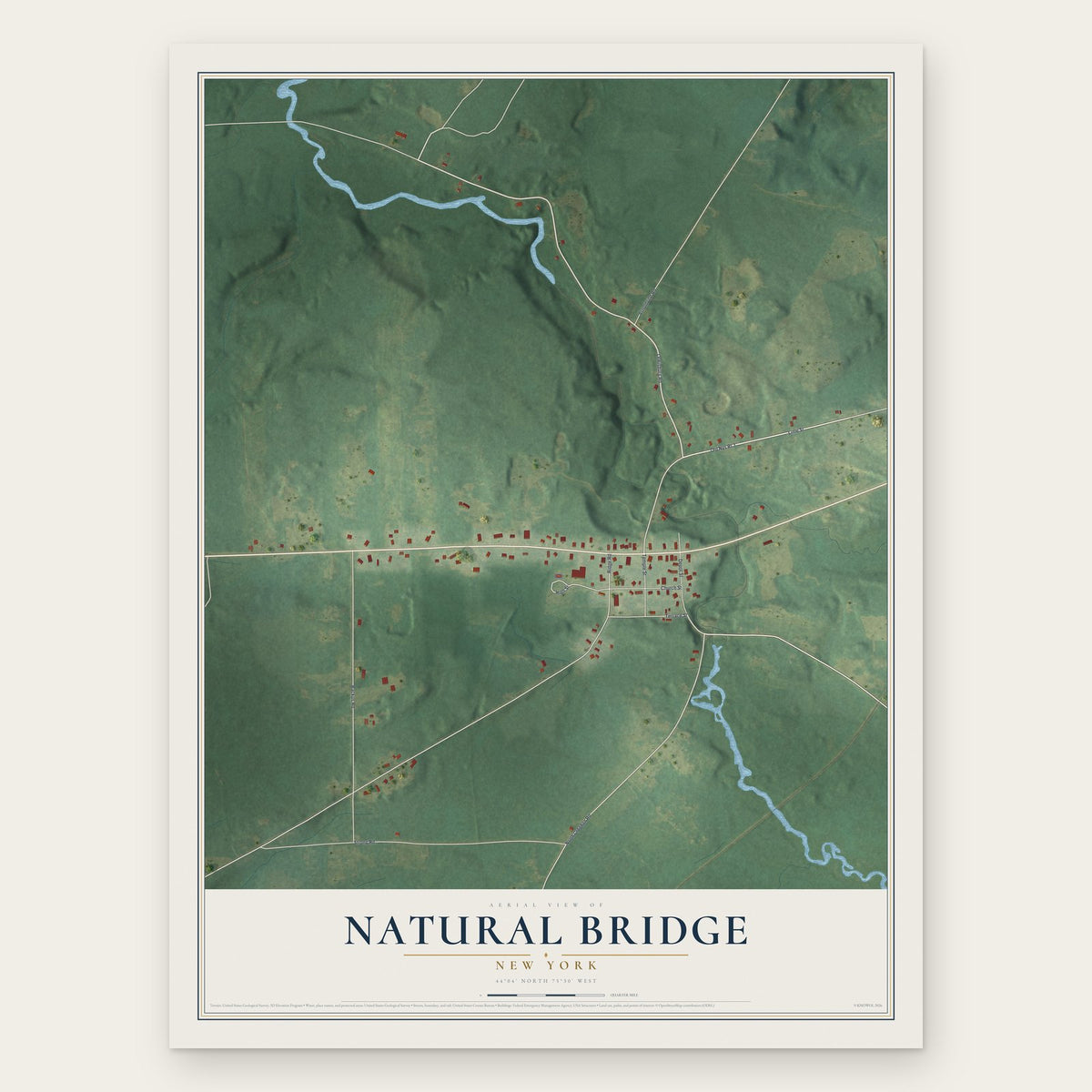 Natural Bridge, New York map print, the full design