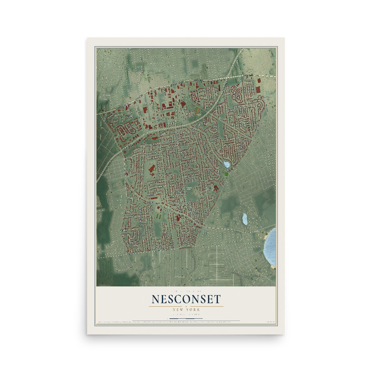 Nesconset, New York map print, 12" x 18" Archival Matte Print mockup