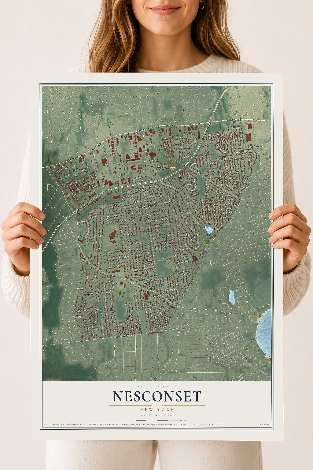 Nesconset, New York map print, 18" x 24" Archival Matte Print mockup