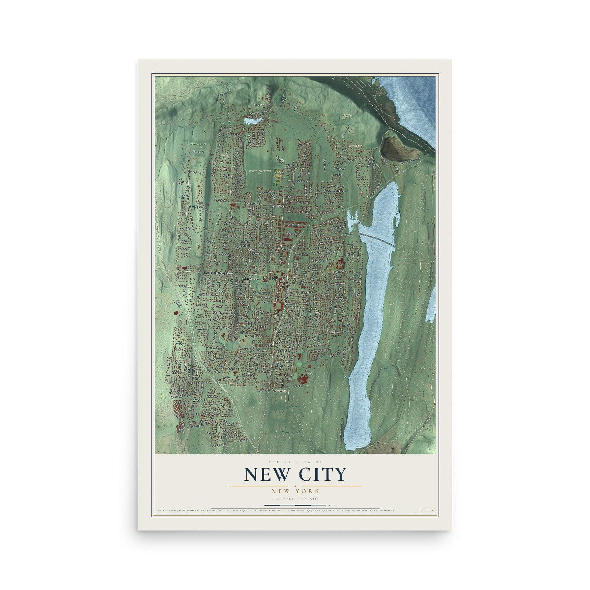 New City, New York map print, 12" x 18" Archival Matte Print mockup