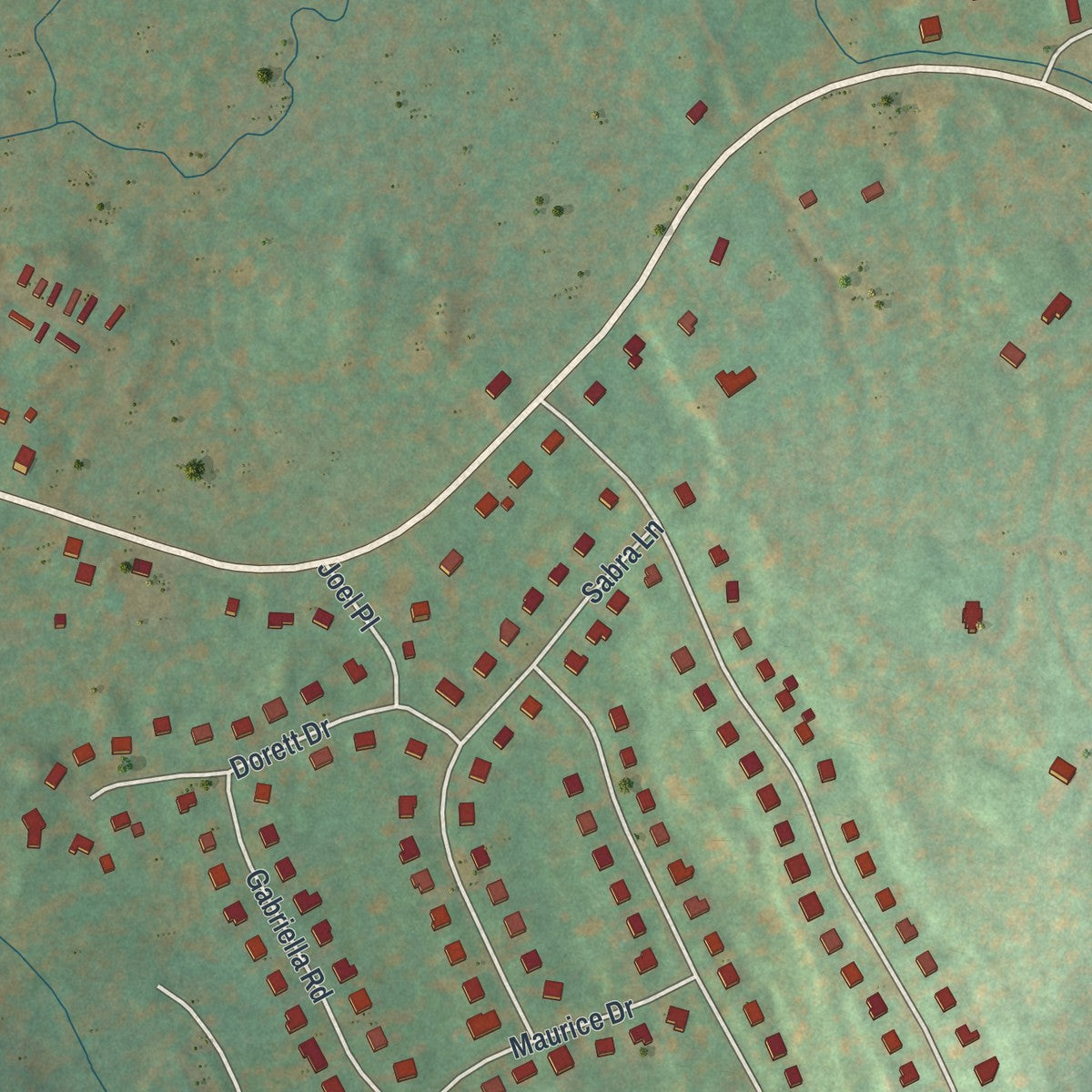 Close-up of the map of New Hackensack, New York print showing street and building detail