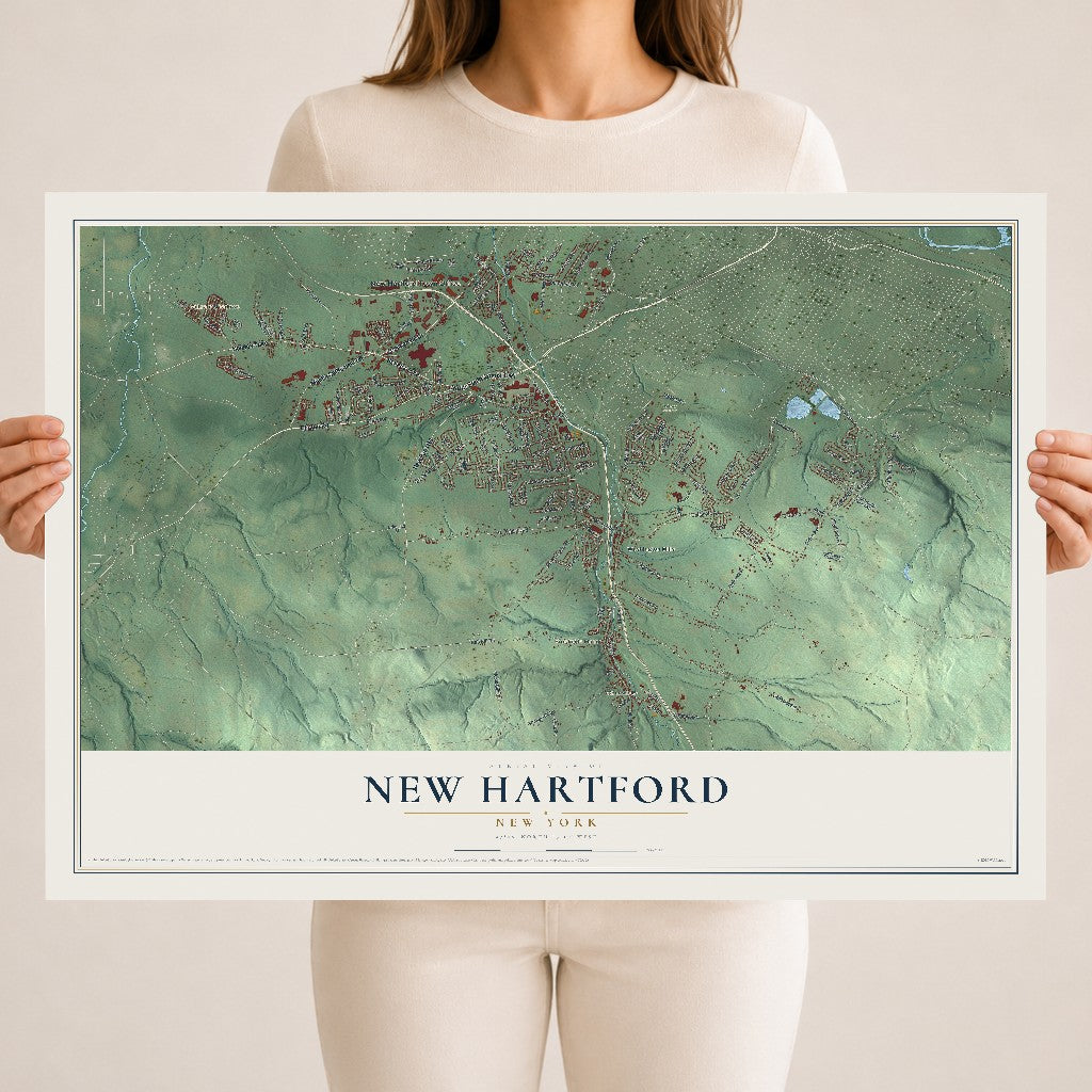 New Hartford, New York map print, 18" x 24" Archival Matte Print mockup