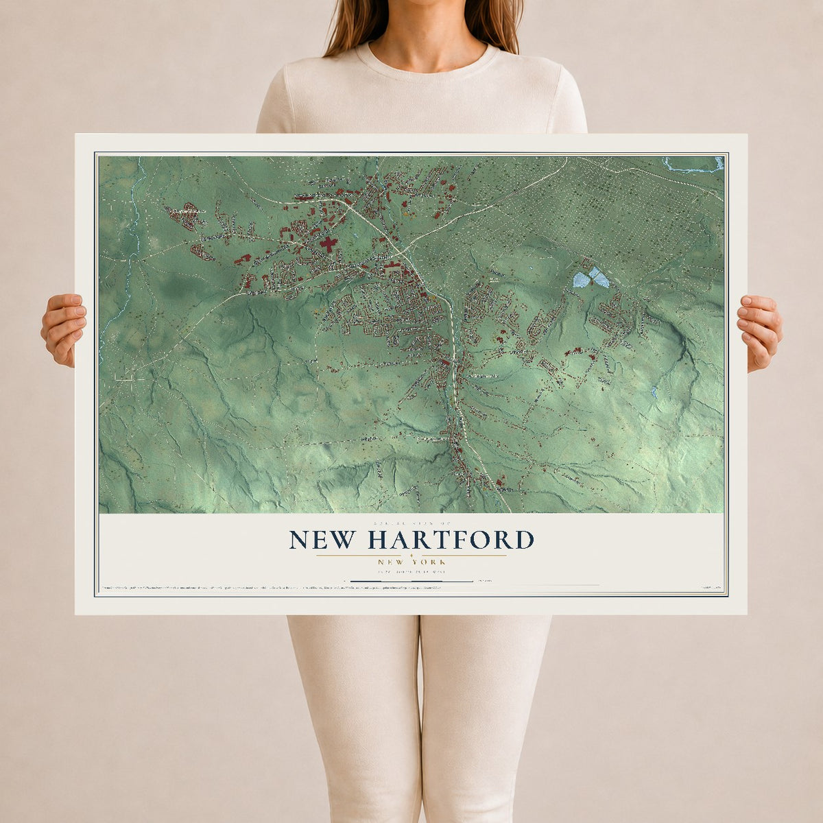 New Hartford, New York map print, 24" x 36" Archival Matte Print mockup