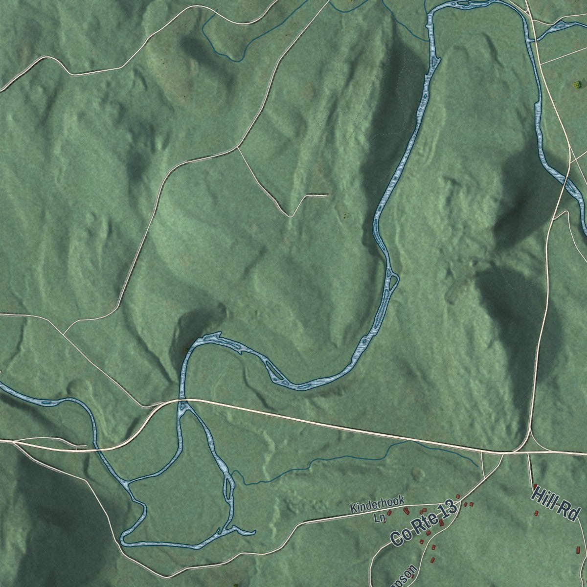 Close-up of the map of New Lebanon, New York print showing street and building detail