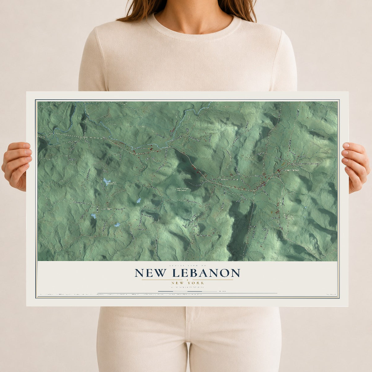 New Lebanon, New York map print, 12" x 18" Archival Matte Print mockup