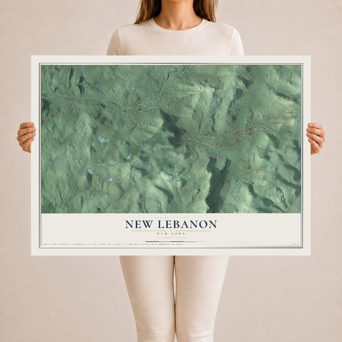 New Lebanon, New York map print, 24" x 36" Archival Matte Print mockup
