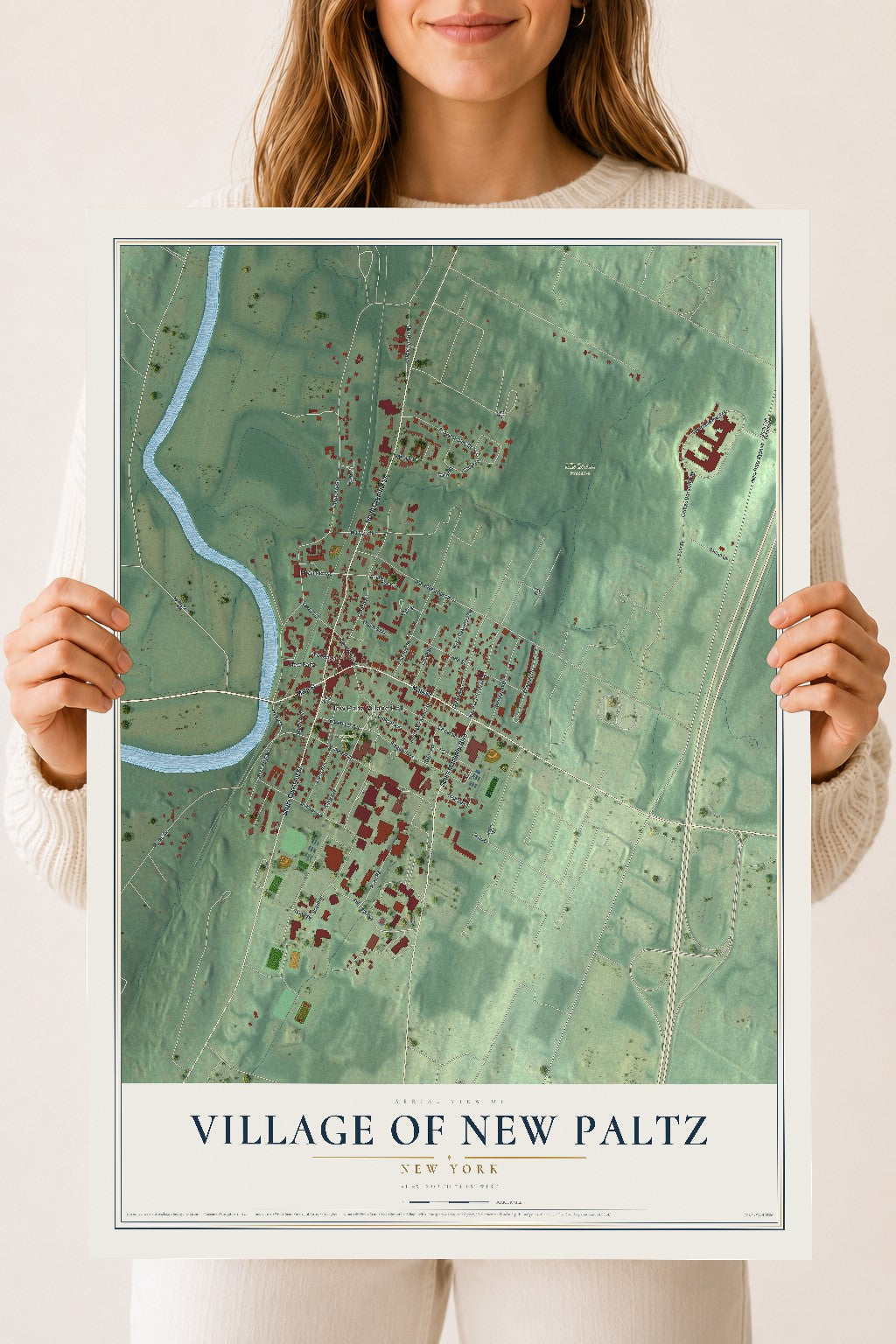 New Paltz, New York map print, 18" x 24" Archival Matte Print mockup