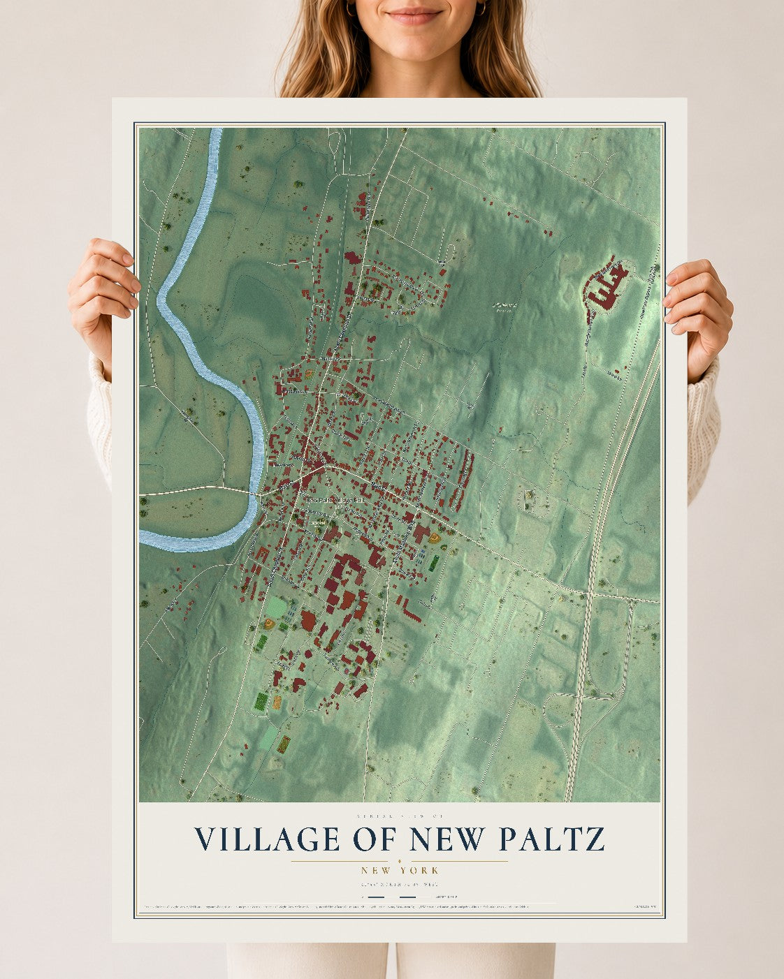 New Paltz, New York map print, 24" x 36" Archival Matte Print mockup