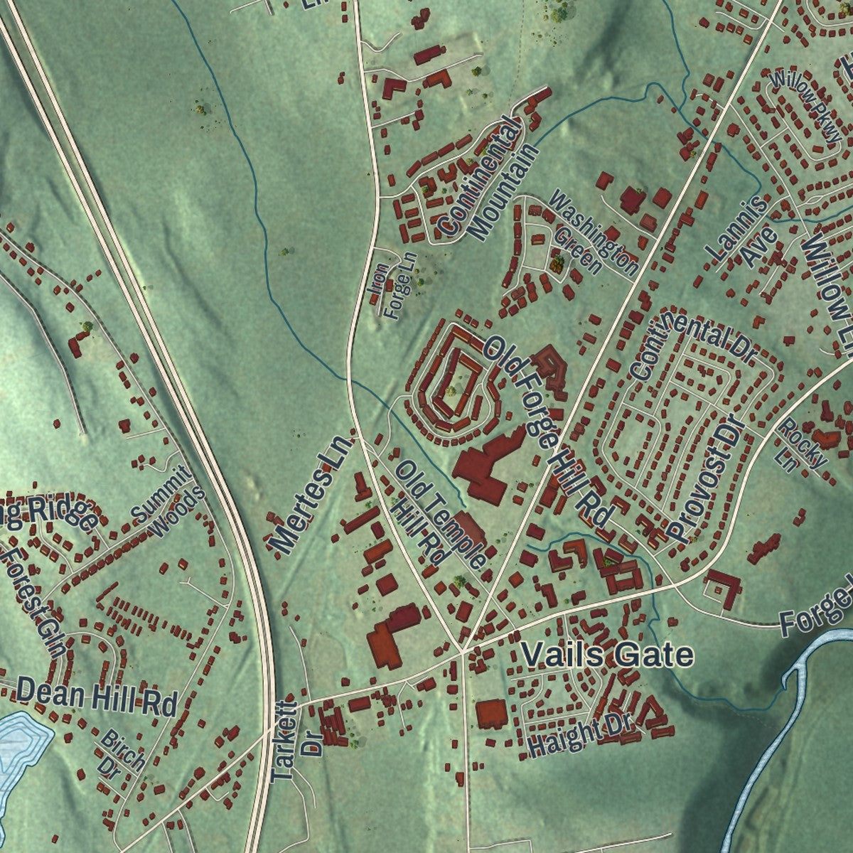 Close-up 1 of the New Windsor, New York map artwork