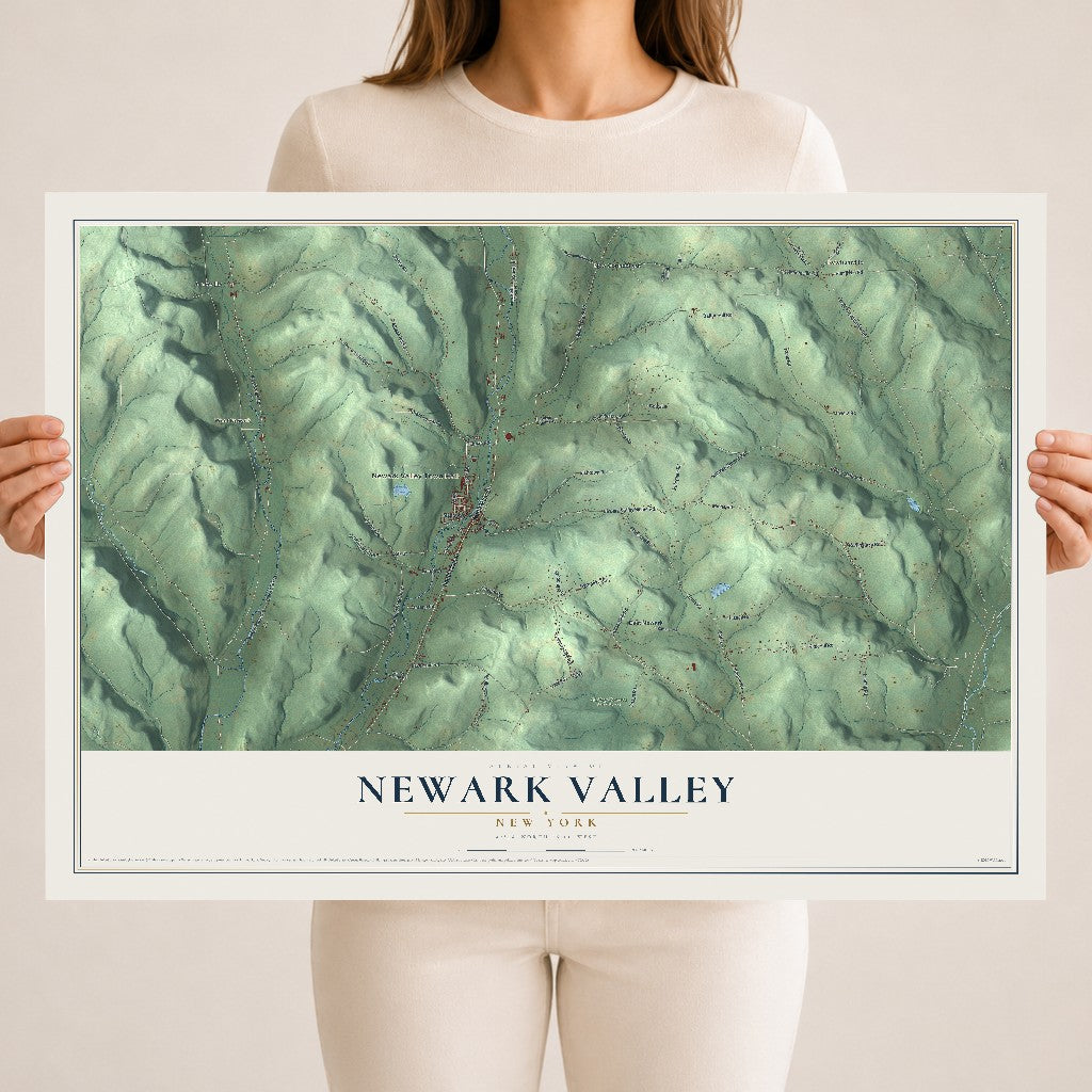 Newark Valley, New York map print, 18" x 24" Archival Matte Print mockup