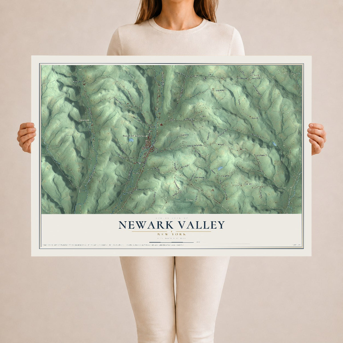 Newark Valley, New York map print, 24" x 36" Archival Matte Print mockup