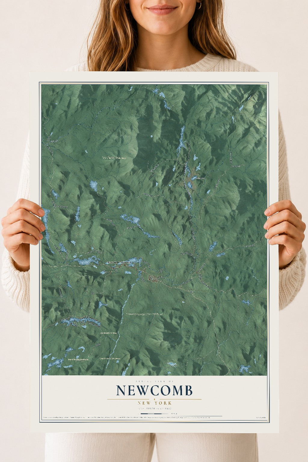 Newcomb, New York map print, 18" x 24" Archival Matte Print mockup