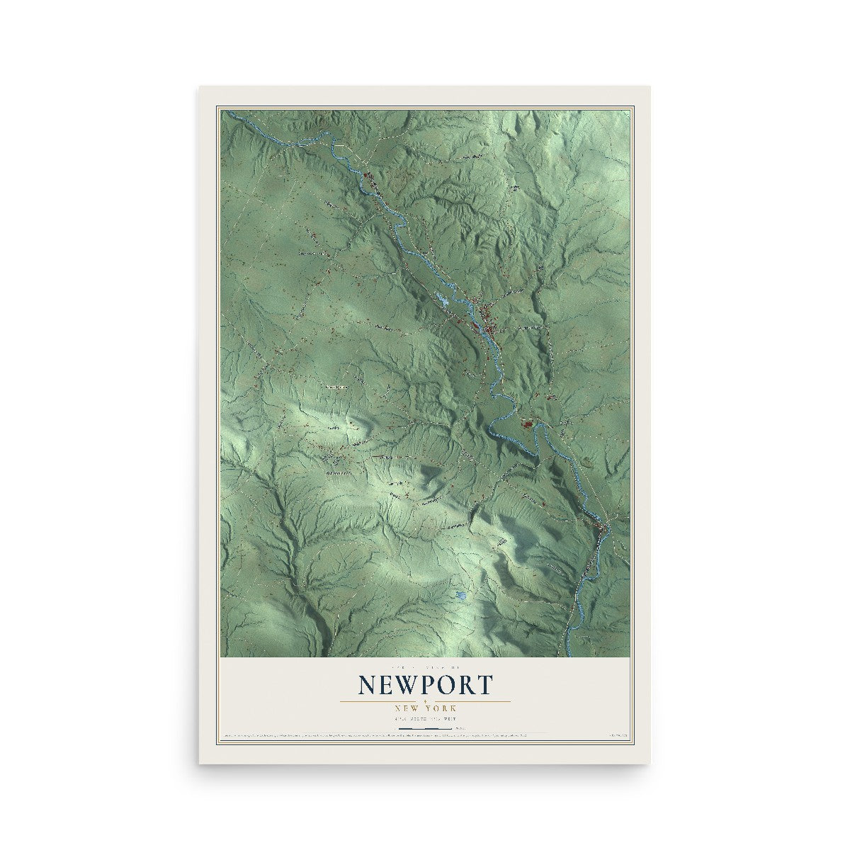 Newport, New York map print, 12" x 18" Archival Matte Print mockup