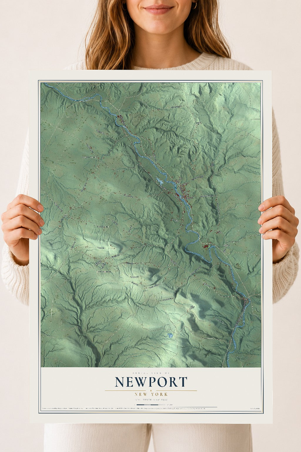 Newport, New York map print, 18" x 24" Archival Matte Print mockup