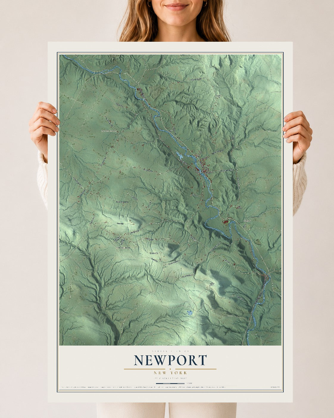 Newport, New York map print, 24" x 36" Archival Matte Print mockup
