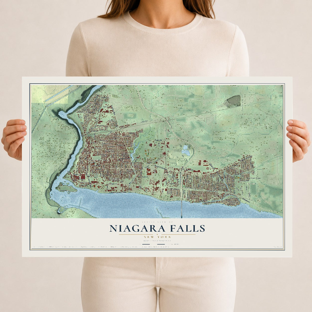 Niagara Falls, New York map print, 12" x 18" Archival Matte Print mockup