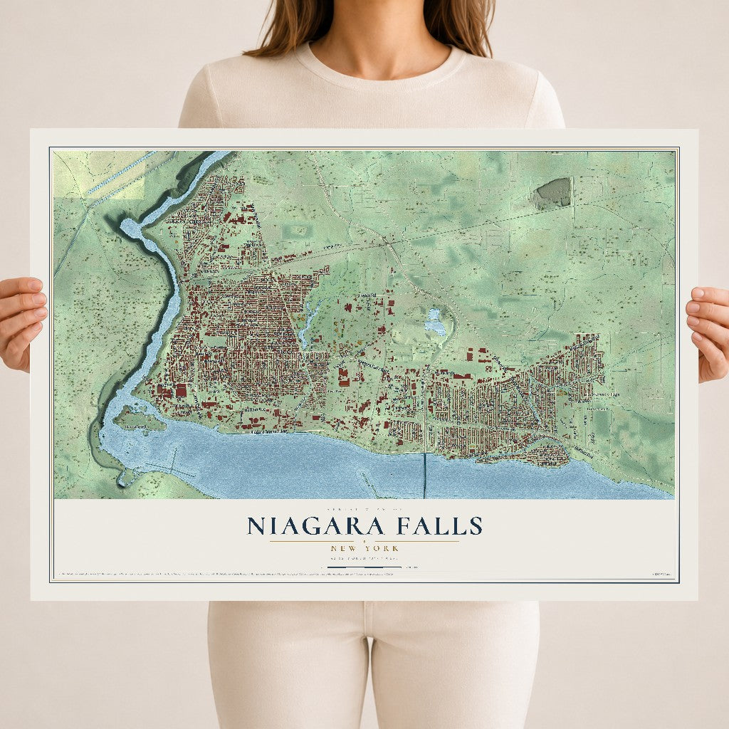 Map of Niagara Falls, New York, 18 x 24 inch unframed archival matte print