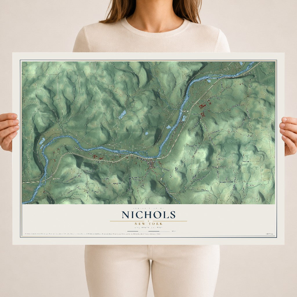 Nichols, New York map print, 18" x 24" Archival Matte Print mockup