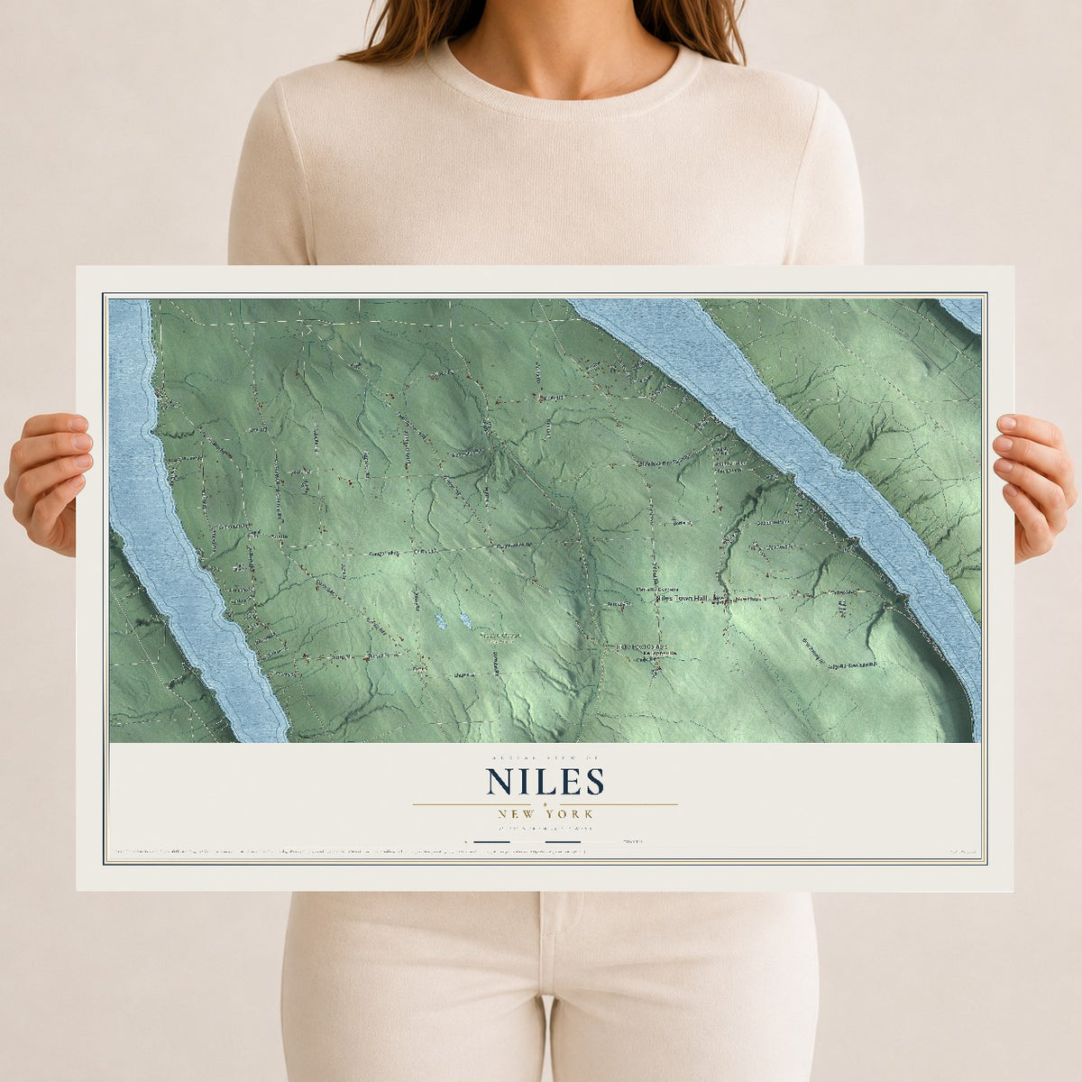 Niles, New York map print, 12" x 18" Archival Matte Print mockup